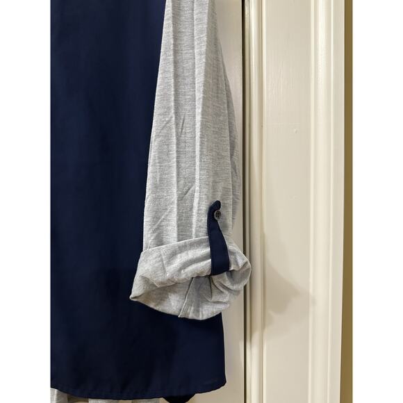 Sejour Women Navy and Gray Long Sleeve Shirt‎ Plus Size  3X V-Neck - Picture 3 of 7